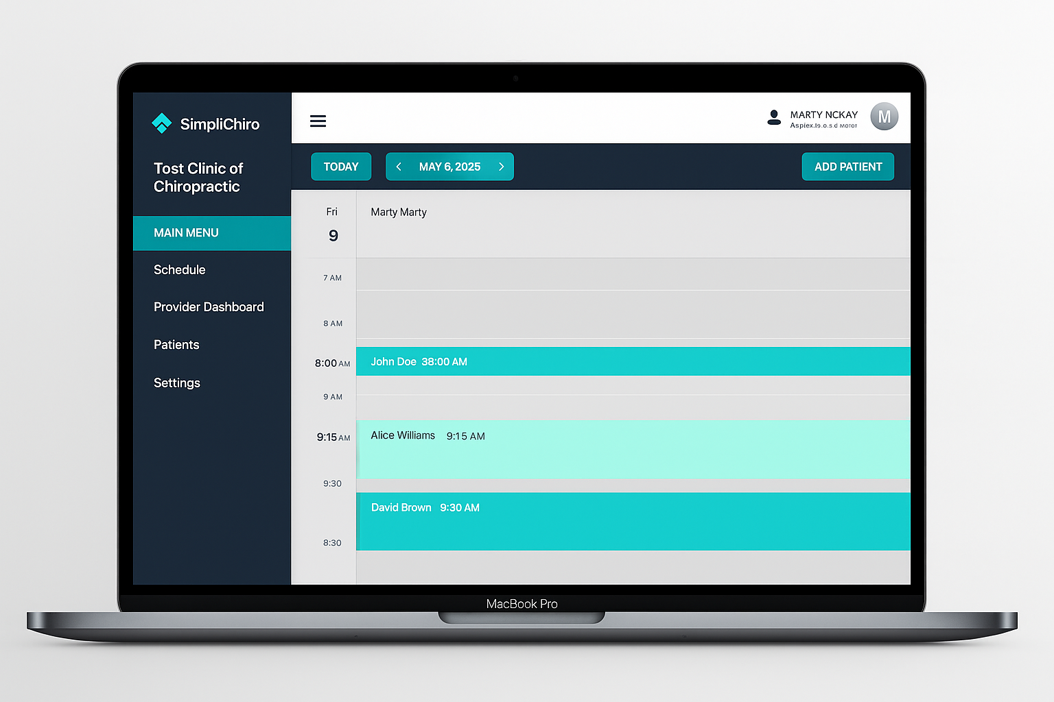SimpliChiro Dashboard